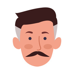 young man with mustache head character icon