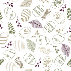 Colorful easter eggs seamless pattern background.	