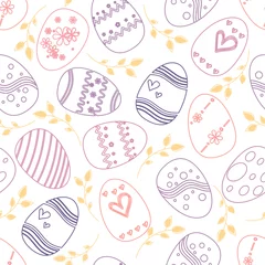 Muurstickers Colorful easter eggs seamless pattern background.  © Chanakarn