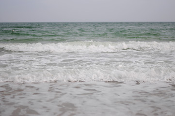 Sea ​​wave close up, low viewing angle.