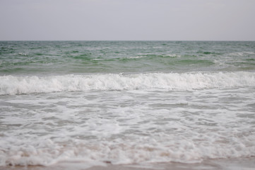 Sea ​​wave close up, low viewing angle.