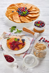 close-up of oatmeal pancakes on a plate