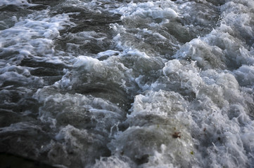 Sea ​​wave close up, low viewing angle.