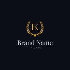 modern wheat EK elegance luxury logo navy blue and gold color