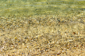 Sea water with sand and small stones
