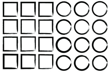 EPS 10 vector. Set of grunge black circles and frames.