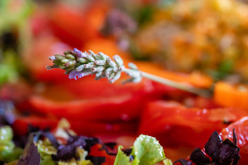 Detail of a cold vegan and vegetarian buffet