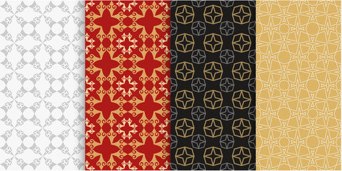 Modern geometric pattern. Set of 4 template. Colorful Seamless Background Wallpaper. Vector image
