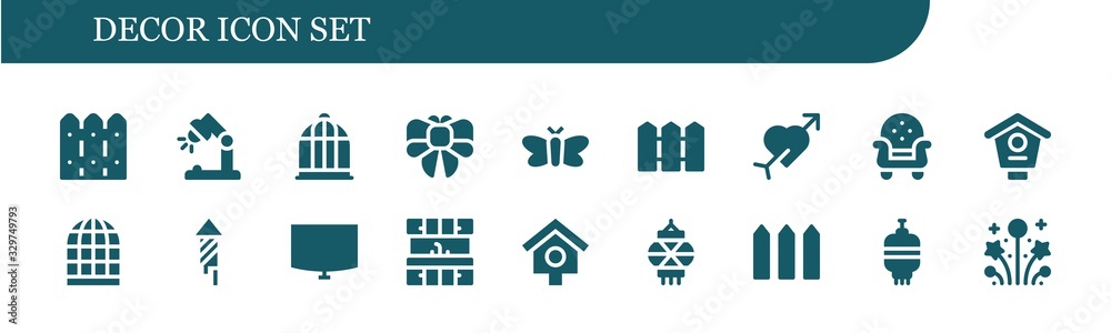 Sticker decor icon set