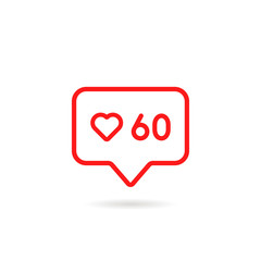 red thin line comment bubble with heart