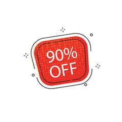 Tag price label sale 90% off. Vector