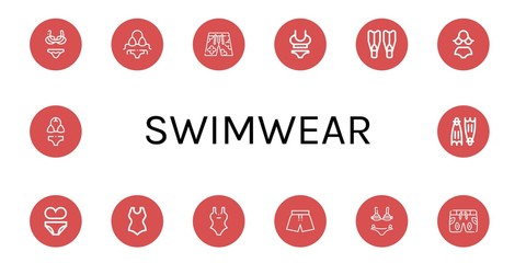 swimwear simple icons set