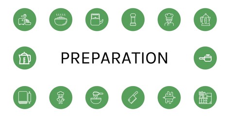 preparation icon set