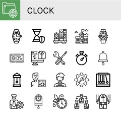 clock simple icons set