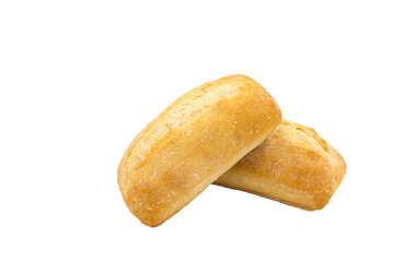 Two buns made from wheat flour, bread. Isolated on a white background.