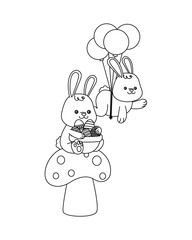 cute little rabbits easter characters