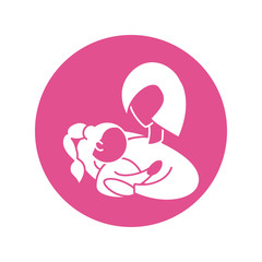 woman with daughter, silhouette style icon