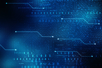 2d illustration abstract digital binary data on computer screen