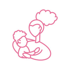 woman with son, line style icon
