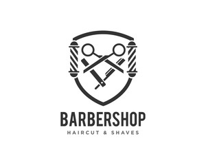 Barbershop or Haircut Logo Icon Design Vector