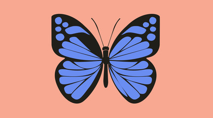 Vector Isolated Illustration of a Blue Butterfly