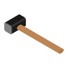 Sledge hammer vector. Hammer with wooden handle.