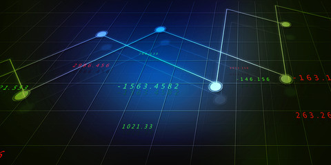 2d rendering Stock market online business concept. business Graph 