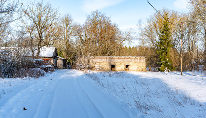snowy road in winter