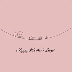 Fotobehang Happy mothers day card with animal snail family vector illustration © Keya