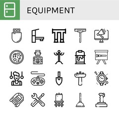 equipment simple icons set