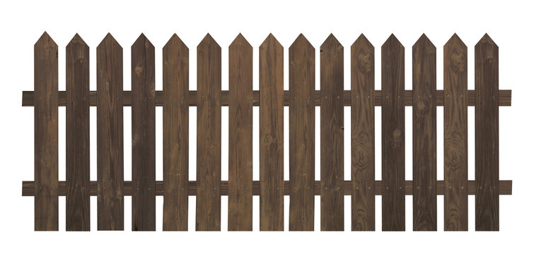 Brown wooden fence isolated on a white background. There are clipping path of each.