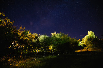 Milky way stars on a dark night sky.