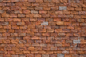 wall background, brown background  abstract, orange mortar texture, old wall