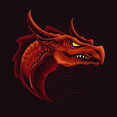 Red dragon head vector illustration