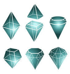 Vector set of diamond design elements - cutting samples. Gemstone. Fashion jewelry. stock illustration