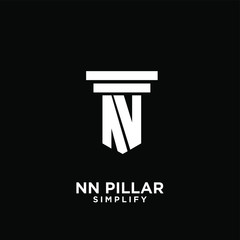 minimal nn n pillar letter initial logo icon design