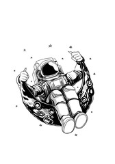 	 Thumbnails Images Astronaut Graphic Image Have White Background And With Moon, design by global stock image dot com