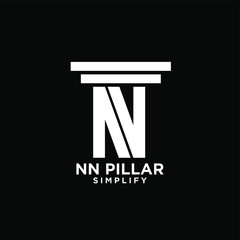 minimal nn n pillar letter initial logo icon design