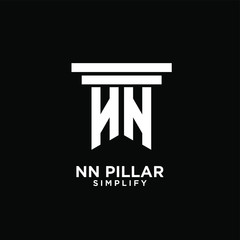 minimal nn n pillar letter initial logo icon design