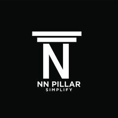 minimal nn n pillar letter initial logo icon design