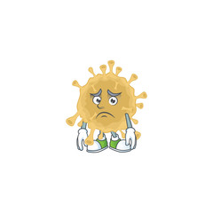 Coronavirus particle mascot design style with worried face