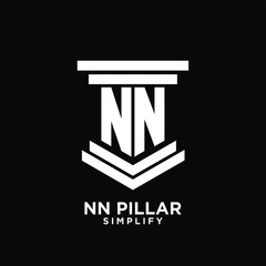 minimal nn n pillar letter initial logo icon design