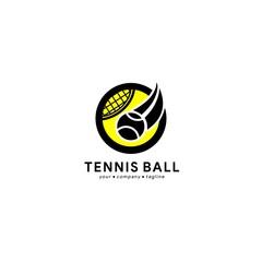 Flat Tennis Ball Emblem logo template