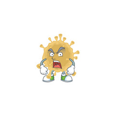 Coronavirus particle mascot design concept showing angry face