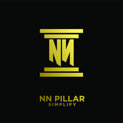 minimal nn n pillar letter initial gold luxury logo icon design