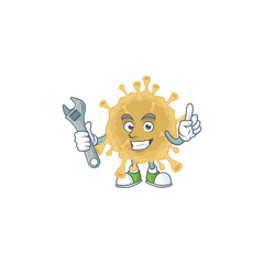 mascot design concept of coronavirus particle mechanic