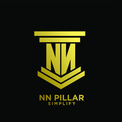 minimal nn n pillar letter initial gold luxury logo icon design