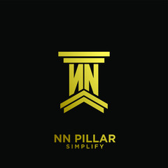 minimal nn n pillar letter initial gold luxury logo icon design