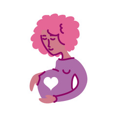 pregnant woman, half line and color style icon