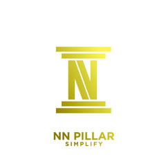 minimal nn n pillar letter initial gold luxury logo icon design